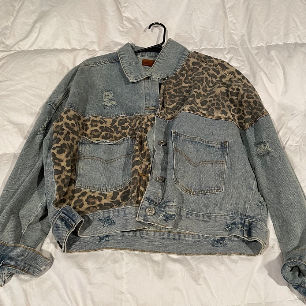 Cheetah Print Jean Jacket